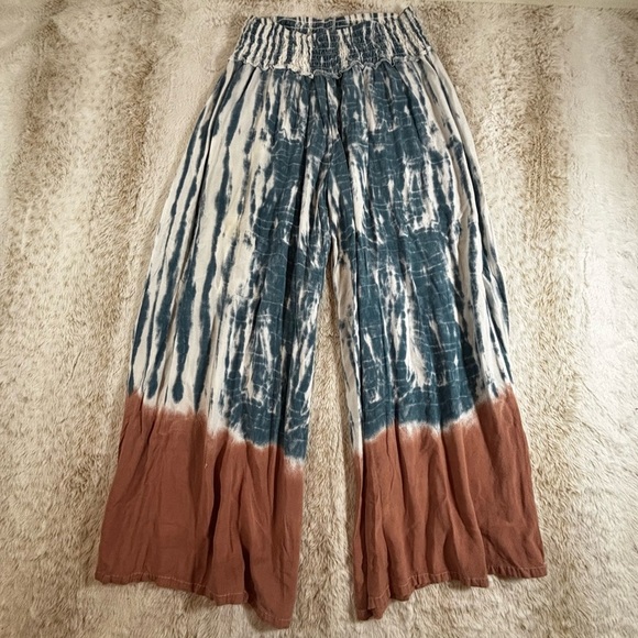 Ocean Drive Pants - Ocean Drive Tie Dye Wide Leg Boho Pants Rayon Smocked Waist Size S